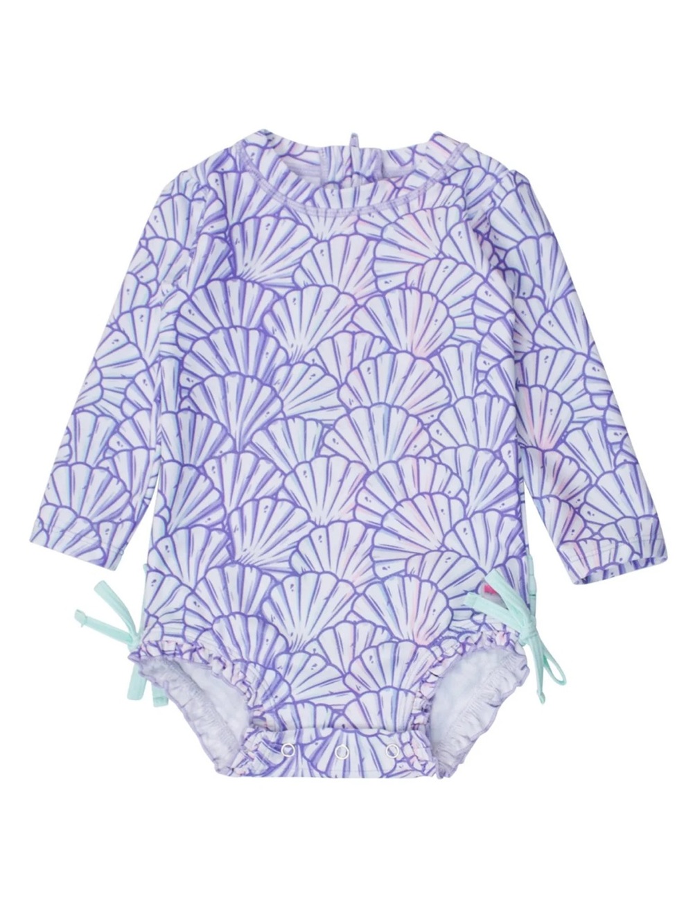 Rufflebutts Long Sleeve One Piece Rash Guard Swim Suit Magical Mermaid 12-18 m